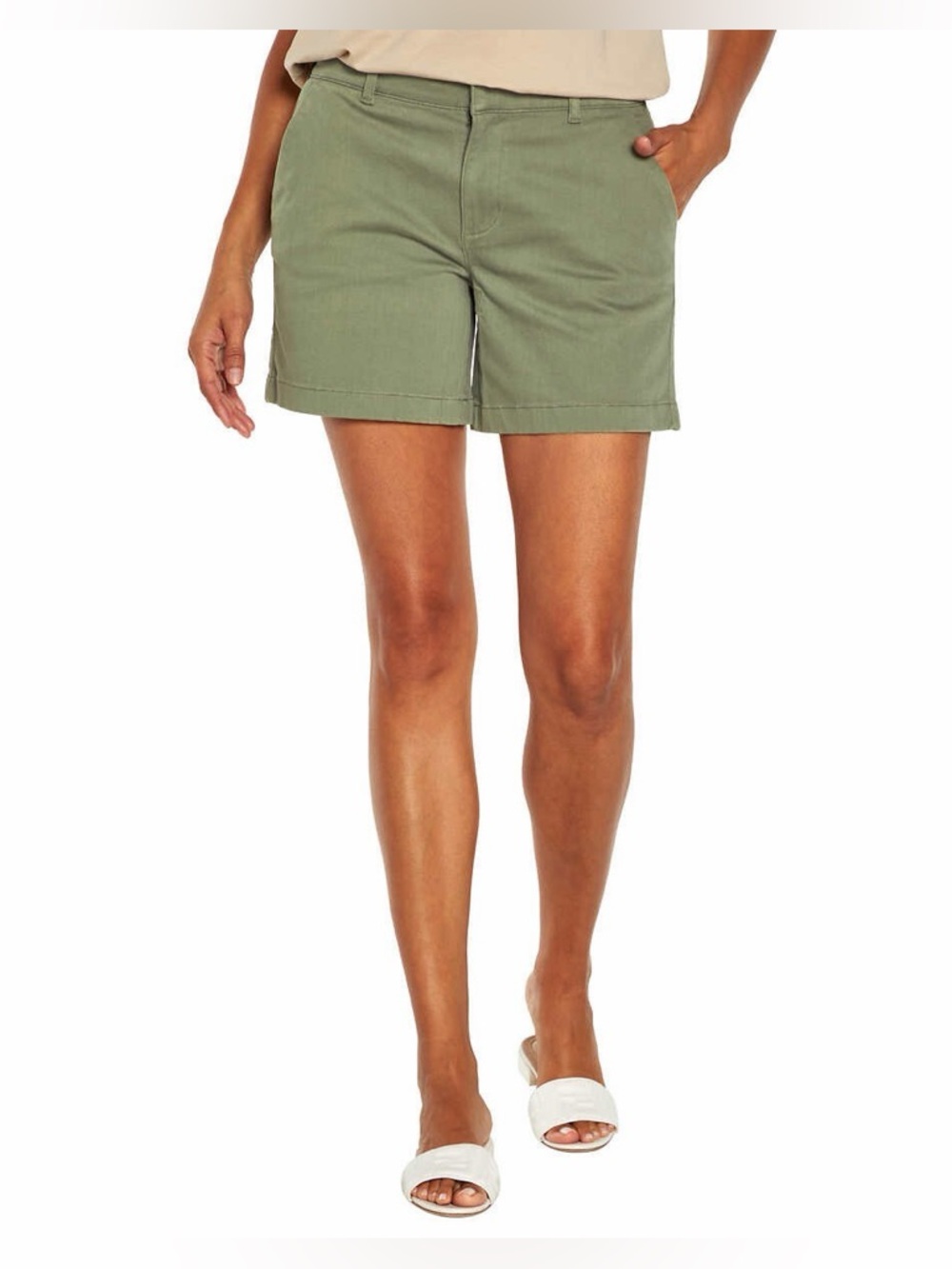 Banana Republic Olive Green 5” Chino Shorts Size 12 Mid Rise Stretch Classic